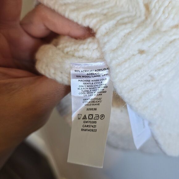 LOFT Whisper White Pointelle Knit Scallop Hem Sweater Size M - Picture 4 of 9